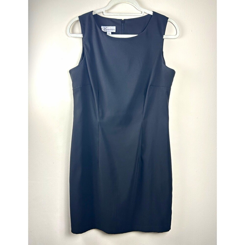 Dressbarn Solid Black Sleeveless Sheath Dress Woven Knee Length Business Size 10
